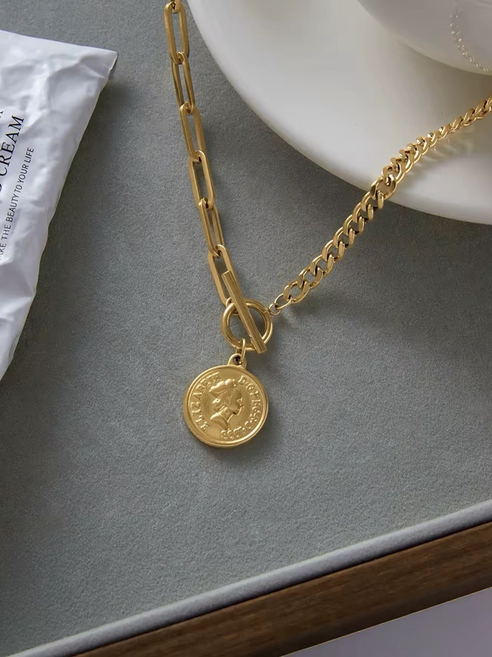 18K Gold Plated Coin Pendant Necklace - Picture 2 of 9